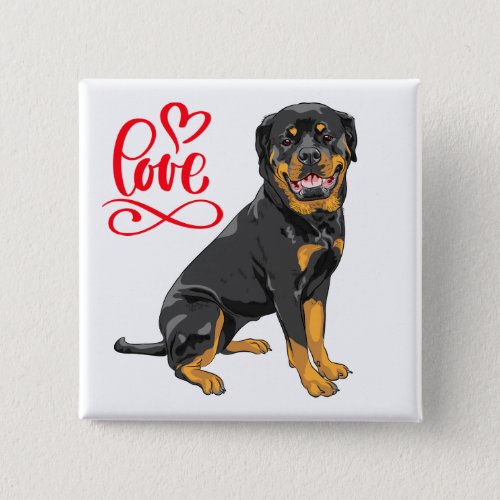 Cute Puppy Dog Lover Cartoon Rottweiler Button