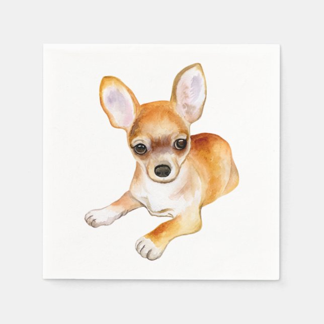 Cute Puppy Dog Lover Chihuahua Party Napkins (Front)