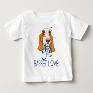 Cute Puppy Dog Lover Gift Cartoon Basset Hound Baby T-Shirt