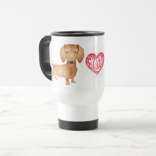 Cute Puppy Dog Lover Gift Cartoon Dachshund Travel Mug