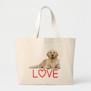 Cute Puppy Dog Lover Gift Golden Retriever Large Tote Bag