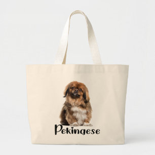 Cute Puppy Dog Lover Gift Pekingese Large Tote Bag