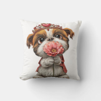 Cute Puppy Dog Lover Home Décor Throw Pillow