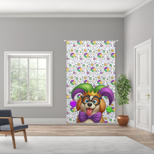 Cute puppy dog Mardi Gras in jester hat Blackout Curtains