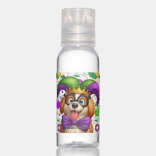 Cute puppy dog Mardi Gras in jester hat Hand Sanitizer