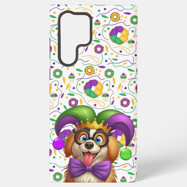 Cute puppy dog Mardi Gras in jester hat Samsung Galaxy Case (Back)