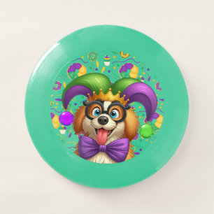 Cute puppy dog Mardi Gras in jester hat Wham-O Frisbee
