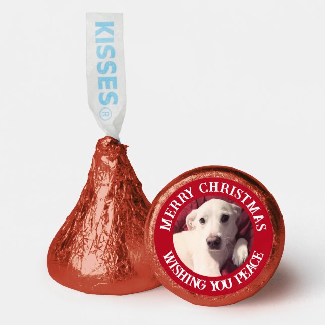 Cute Puppy Dog Merry Christmas Peace Red Hershey®'s Kisses® (Front)