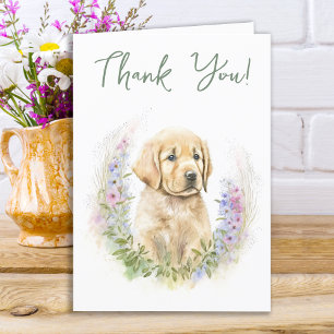 Cute Puppy Dog Modern Sage Green Baby Shower Letterpress Thank You Card