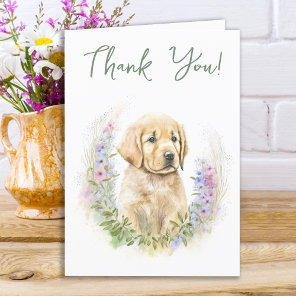 Cute Puppy Dog Modern Sage Green Baby Shower Thank You Card