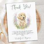 Cute Puppy Dog Modern Sage Thank You Baby Shower Postcard<br><div class="desc">Invite your friends and family to celebrate the arrival of your new baby boy with this adorable golden retriever puppy baby shower invitations, party accessories and gifts . This baby shower invitation features a hand-painted watercolor golden retriever, perfect for dog lovers! The design is modern and trendy, with a sage...</div>