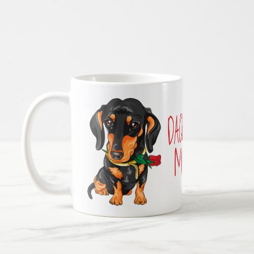 Cute Puppy Dog Mom Gift Cartoon Dachshund Coffee Mug
