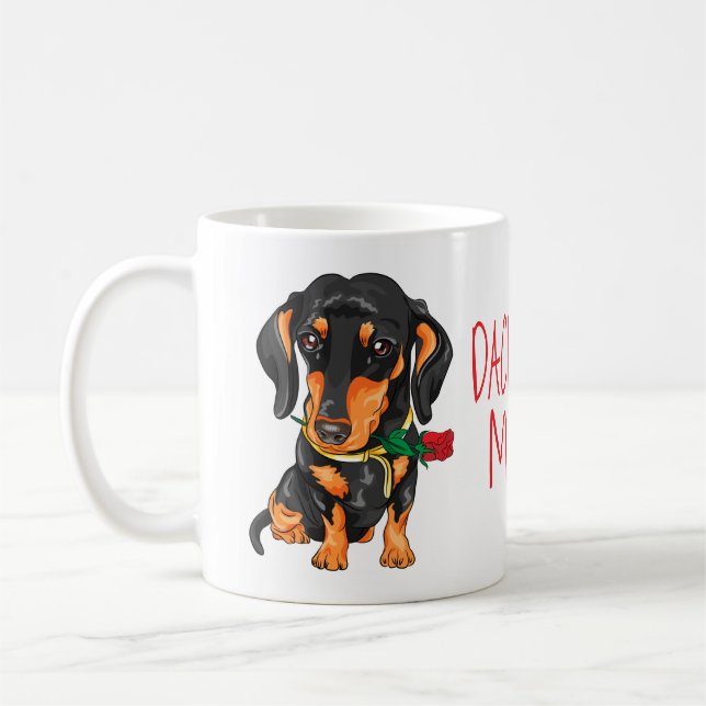 Cute Puppy Dog Mom Gift Cartoon Dachshund Coffee Mug (Left)