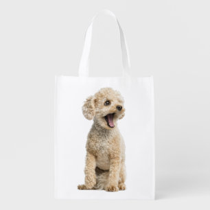Cute Puppy Dog Mom Gift Funny Apricot Poodle Grocery Bag