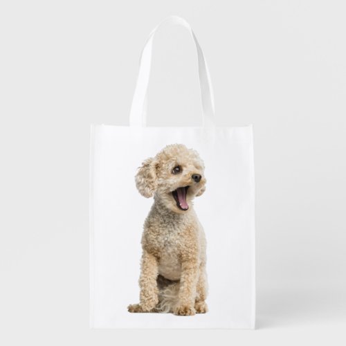 Cute Puppy Dog Mom Gift Funny Apricot Poodle  Grocery Bag