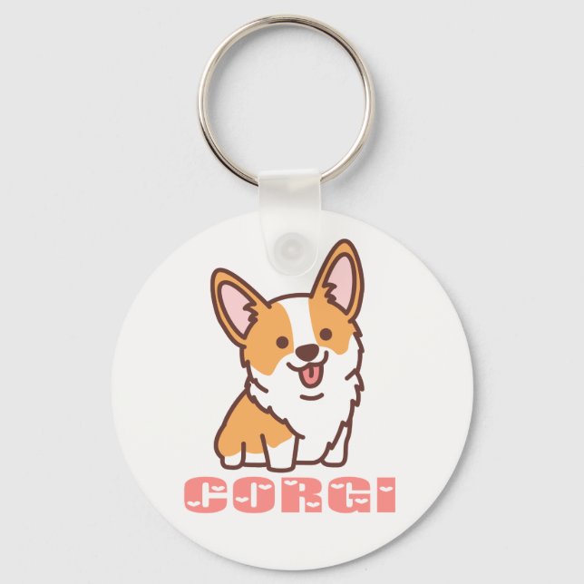 Cute Puppy Dog Mom Gift Pembroke Corgi Keychain (Front)