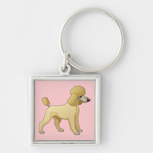 Cute Puppy Dog Mom Gift Pink Apricot Poodle  Keychain