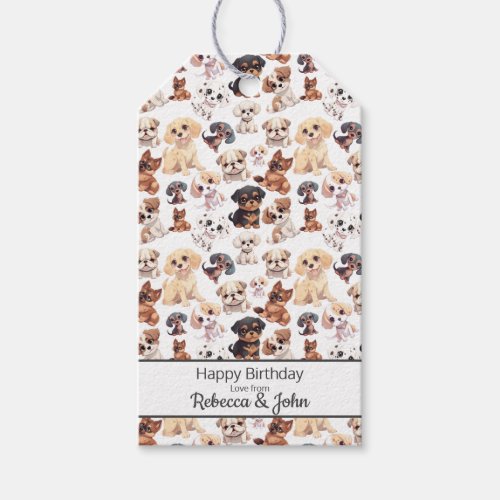 Cute Puppy Dog Pattern Birthday Gift Tags