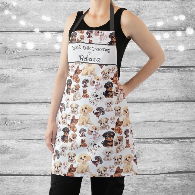 Cute Puppy Dog Pattern Business Apron (Creator Uploaded)