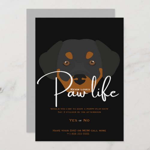 Cute puppy dog paw life party Invitation
