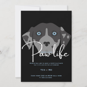 Cute puppy dog paw life party invitation