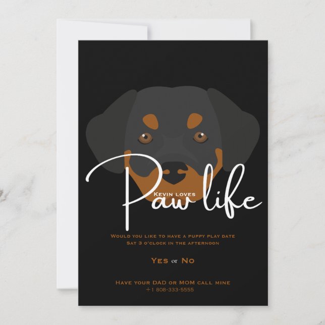 Cute puppy dog paw life party  invitation (Front)