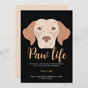 Cute puppy dog paw life party invitation