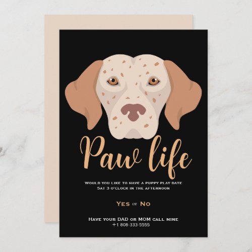 Cute puppy dog paw life party  invitation