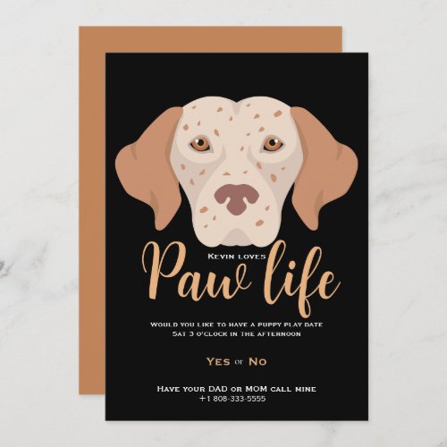 Cute puppy dog paw life party  invitation