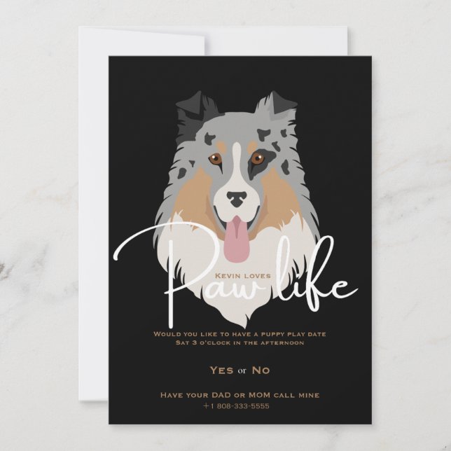 Cute puppy dog paw life party  invitation (Front)
