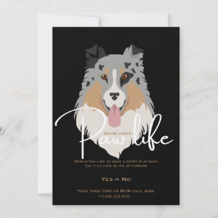 Cute puppy dog paw life party invitation