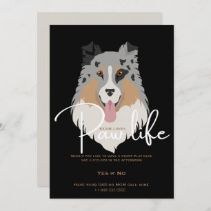 Cute puppy dog paw life party invitation