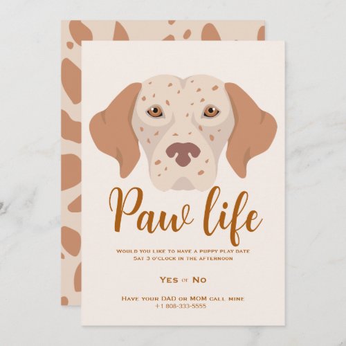 Cute puppy dog paw life party  invitation