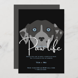 Cute puppy dog paw life party invitation