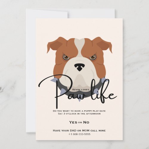 Cute puppy dog paw life party  invitation