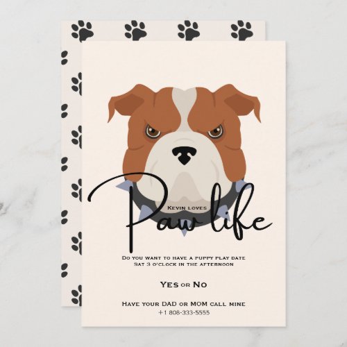 Cute puppy dog paw life party  invitation