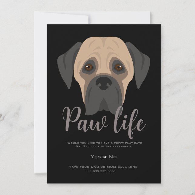 Cute puppy dog paw life party invitation. This fun Invitation (Front)