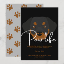 Cute puppy dog paw life party modern invitation