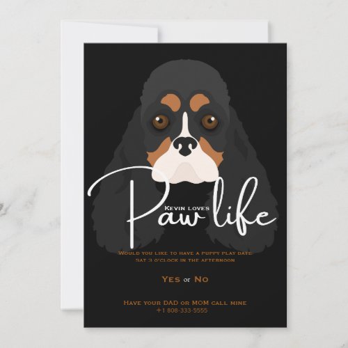 Cute puppy dog paw life party modern invitation
