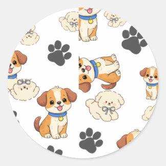 Cute puppy dog paw prints pattern sticker