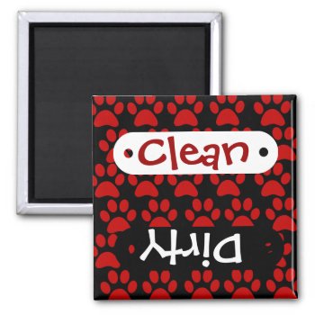 Cute Puppy Dog Paw Prints Red Black Magnet by PrettyPatternsGifts at Zazzle