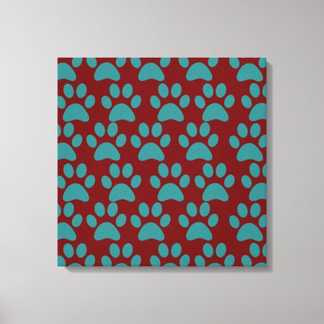 Cute Puppy Dog Paw Prints Red Blue (Front)