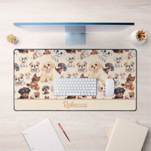 Cute Puppy Dog Peach Desk Mat