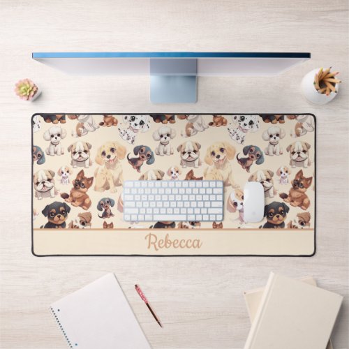 Cute Puppy Dog Peach Desk Mat