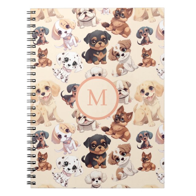 Cute Puppy Dog Peach Notebook (Front)