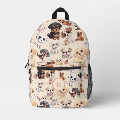 Cute Puppy Dog Peach Printed Backpack