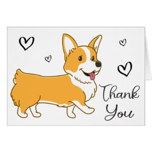 Cute Puppy Dog Pembroke Welsh Corgi Thank You Cards