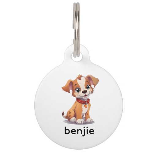 Cute Puppy Dog Personalized Pet ID Tag