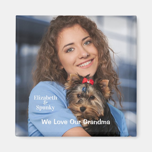 Cute Puppy Dog Pet Love Grandma Personalize Magnet (Front)
