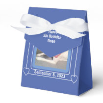Cute Puppy Dog Photo Birthday Number 5 Blue Favor Boxes